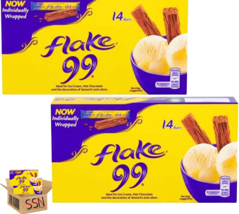 Cadbry Flake 99 Milk Chocolate Bars, 14 Pack, Crumbly, Flaky Pack of 2x By SSN Spark Systems Network