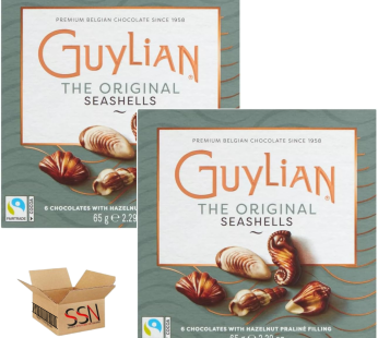 Guylian The Original Seashells Belgian Chocolates with Hazelnut Praliné Filling 65g By SSN Spark Systems Network (Pack of 2)